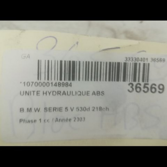 Unité hydraulique ABS occasion B.M.W. SERIE 5 V Phase 1 07-2003->03-2007 530d 218ch 3