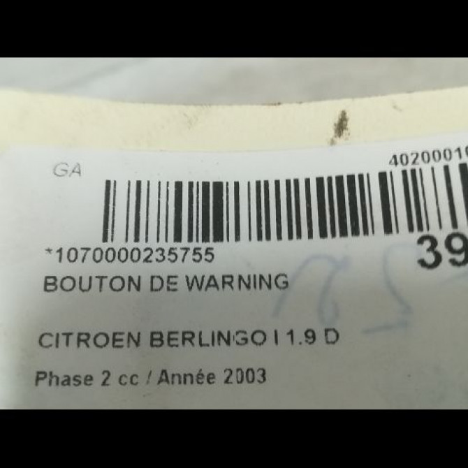 Bouton de warning occasion CITROEN BERLINGO I Phase 2 11-2002->10-2010 1.9 D 6554V6 3