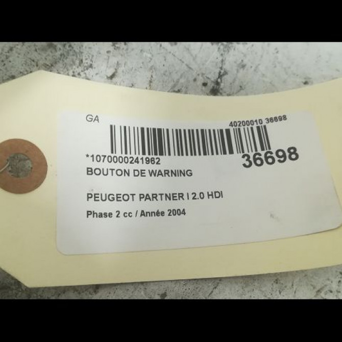 Bouton de warning occasion PEUGEOT PARTNER I Phase 2 11-2002->05-2008 2.0 HDI 6554V6 3
