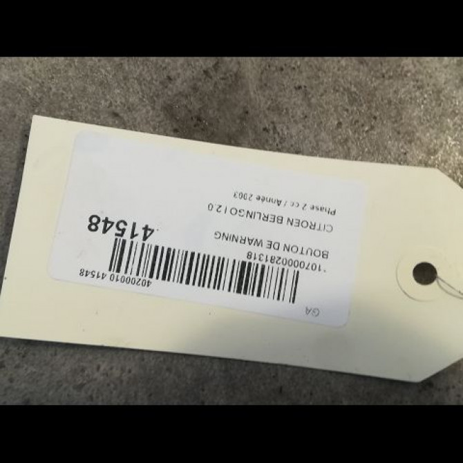 Bouton de warning occasion CITROEN BERLINGO I Phase 2 11-2002->10-2010 2.0 HDi 90ch 6554V6 2