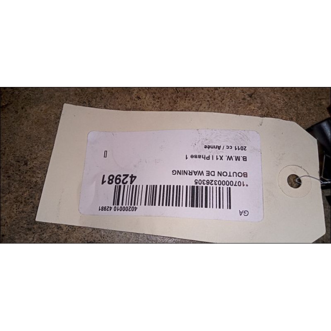 Bouton de warning occasion B.M.W. X1 I Phase 1 07-2009->05-2012 61316919506 2