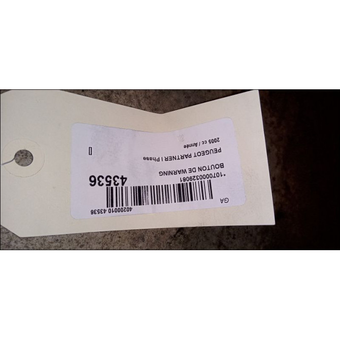 Bouton de warning occasion PEUGEOT PARTNER I Phase 2 11-2002->05-2008 6554V6 2