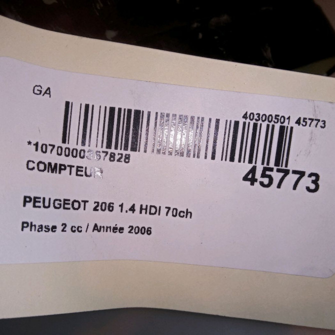 Compteur occasion PEUGEOT 206 Phase 2 02-2003->02-2009 1.4 HDI 70ch 6106LE 4