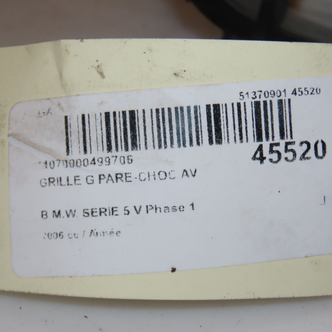 Grille g pare-choc av occasion B.M.W. SERIE 5 V Phase 1 07-2003->03-2007 51117049243 3
