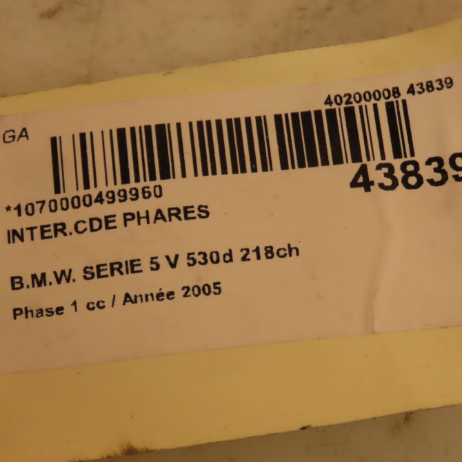 Interrupteur commande de phares occasion B.M.W. SERIE 5 V Phase 1 07-2003->03-2007 530d 218ch 61316924103 4