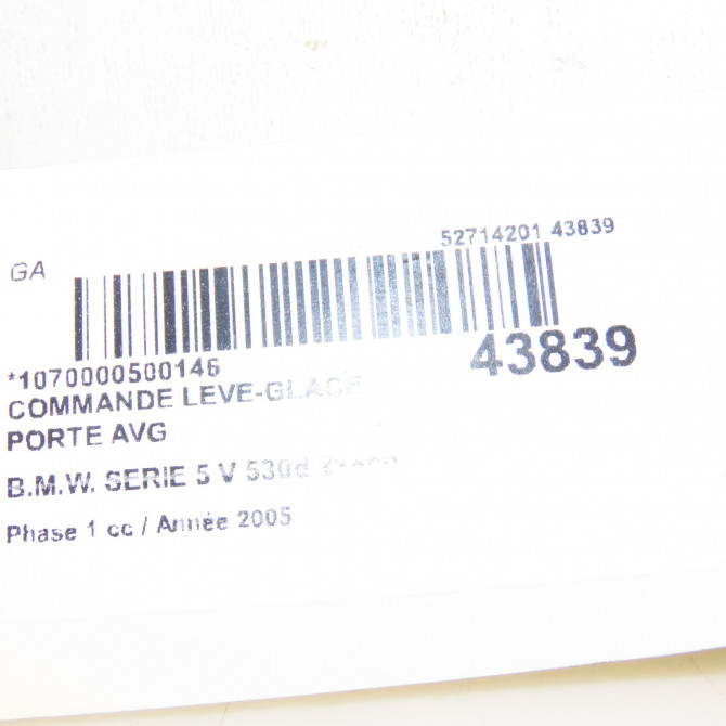 Commande lève-glace porte avant gauche occasion B.M.W. SERIE 5 V Phase 1 07-2003->03-2007 530d 218ch 3