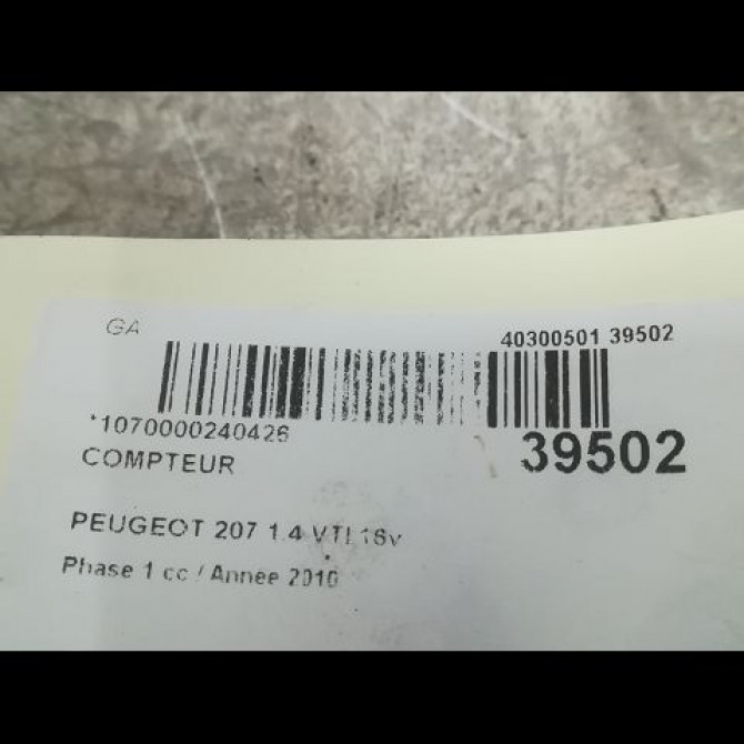 Compteur occasion PEUGEOT 207 Phase 1 04-2006->06-2013 1.4 VTI 16v 95ch 6103JG 3