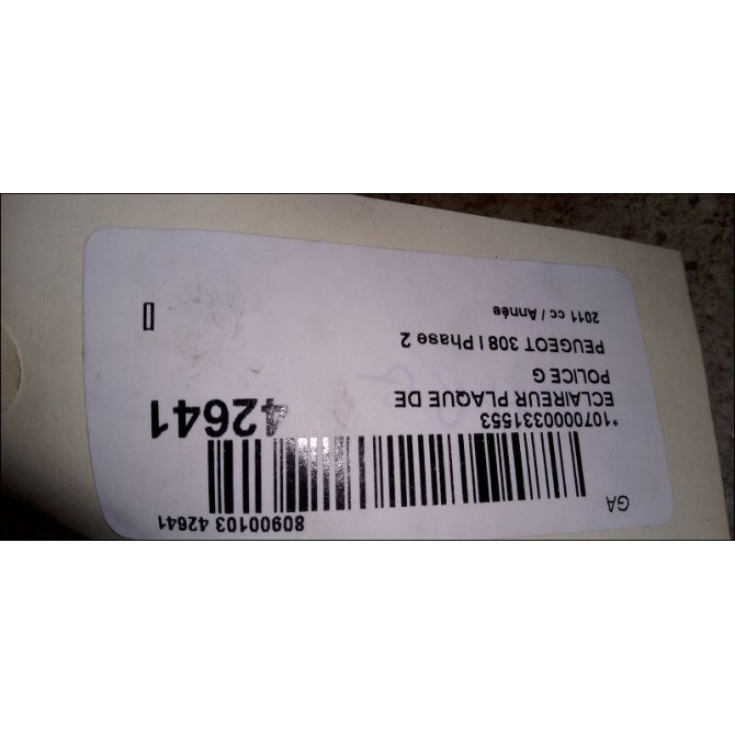Eclaireur plaque de police g occasion PEUGEOT 308 I Phase 2 04-2011->12-2014 1.6 THP 156ch 6340G9 2