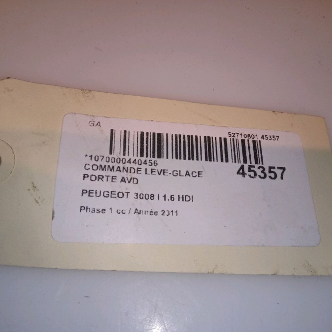 Commande lève-glace porte avant droite occasion PEUGEOT 3008 I Phase 1 04-2009->12-2013 1.6 HDI 112ch 6490X3 3