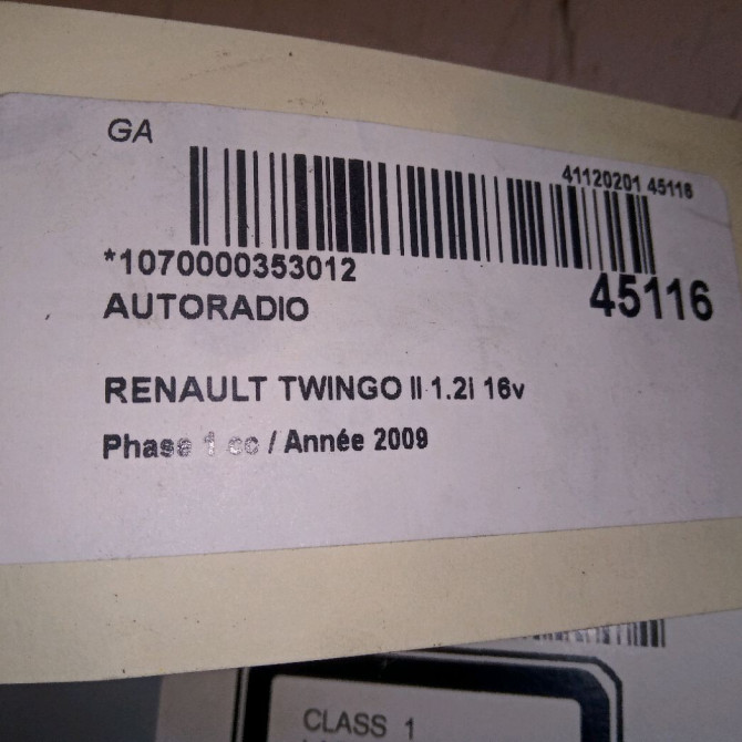 Autoradio occasion RENAULT TWINGO II Phase 1 06-2007->11-2011 1.2i 16v 75ch 5