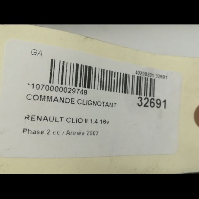 Commande clignotant occasion RENAULT CLIO II Phase 2 06-2001->07-2006 1.4i 16v 7701066570 4