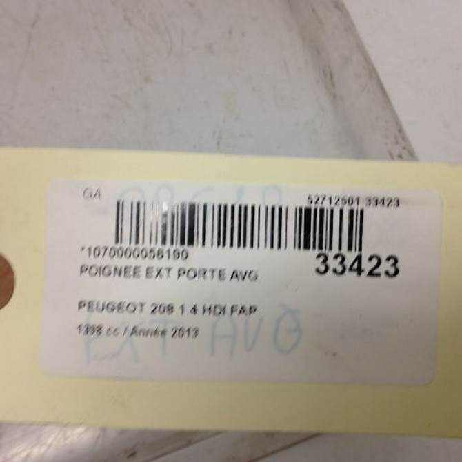 Poignee ext porte avg occasion PEUGEOT 208 208 Phase 1 2012-03-01->2015-09-30 1.4 HDI 68ch 9101GF 3