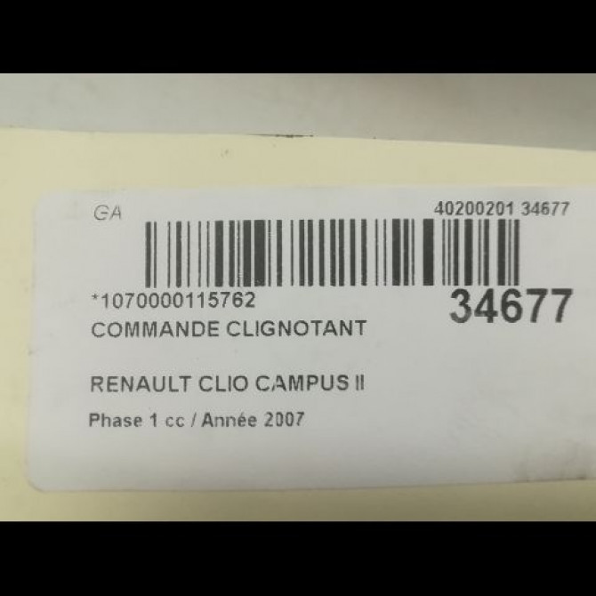 Commande clignotant occasion RENAULT CLIO CAMPUS II Phase 1 07-2006->07-2009 1.5 DCI 70ch 7701066570 3