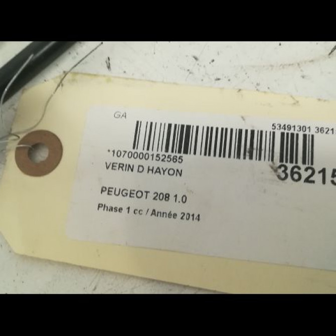 Verin droit hayon occasion PEUGEOT 208 208 Phase 1 2012-03-01->2015-09-30 1.0 PURETECH 68ch 1609616580 2