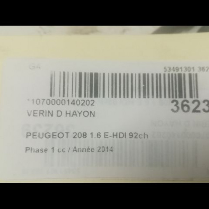 Verin droit hayon occasion PEUGEOT 208 208 Phase 1 2012-03-01->2015-09-30 1.6 E-HDI 92ch 1609616580 2