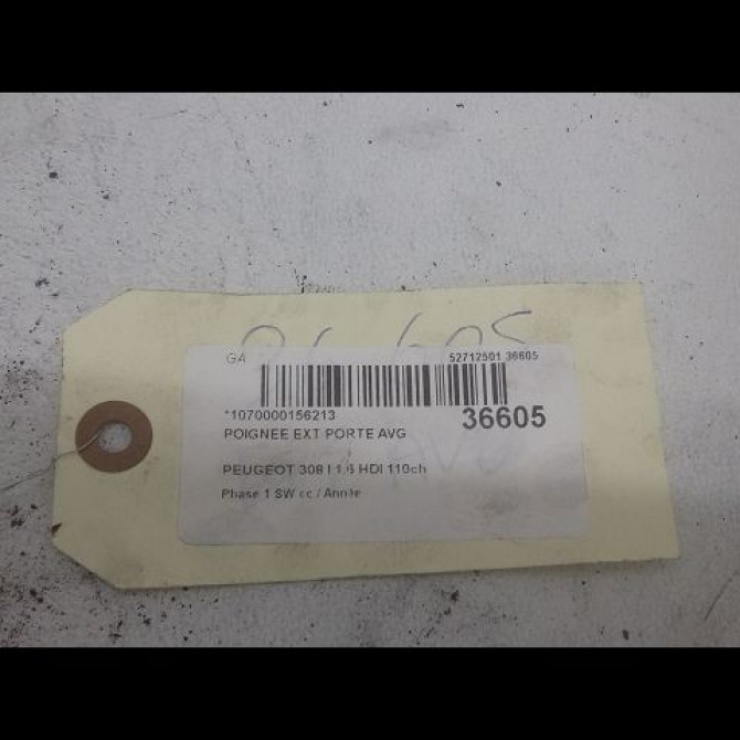 Poignee ext porte avg occasion PEUGEOT 308 I Phase 1 SW 05-2008->03-2011 1.6 HDI 110ch 9101GF 2