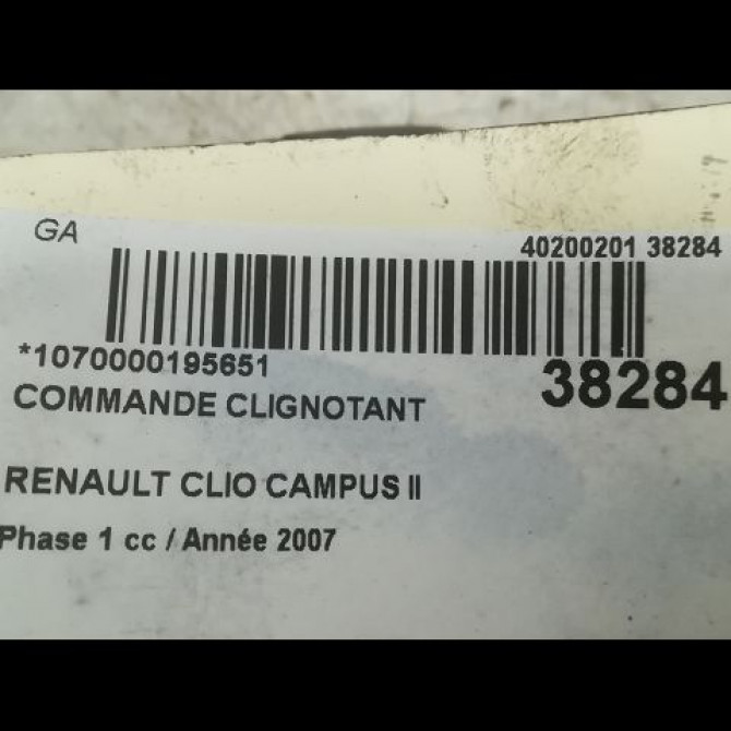 Commande clignotant occasion RENAULT CLIO CAMPUS II Phase 1 07-2006->07-2009 1.5 DCI 70ch 7701066570 3