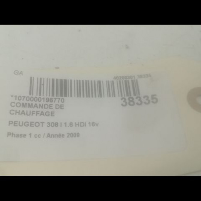 Commande de chauffage occasion PEUGEOT 308 I Phase 1 09-2007->03-2011 1.6 HDI 16v 90ch 6452G1 3