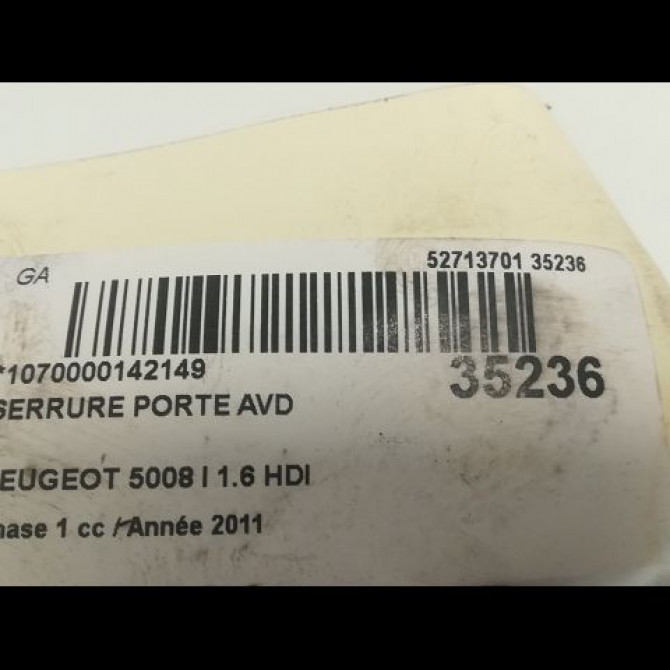 Serrure porte avd occasion PEUGEOT 5008 I Phase 1 11-2009->12-2013 1.6 HDI 112ch 9800623080 4
