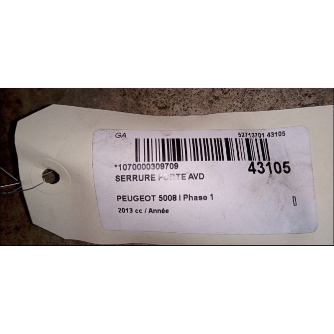 Serrure porte avd occasion PEUGEOT 5008 I Phase 1 11-2009->12-2013 9800623080 3
