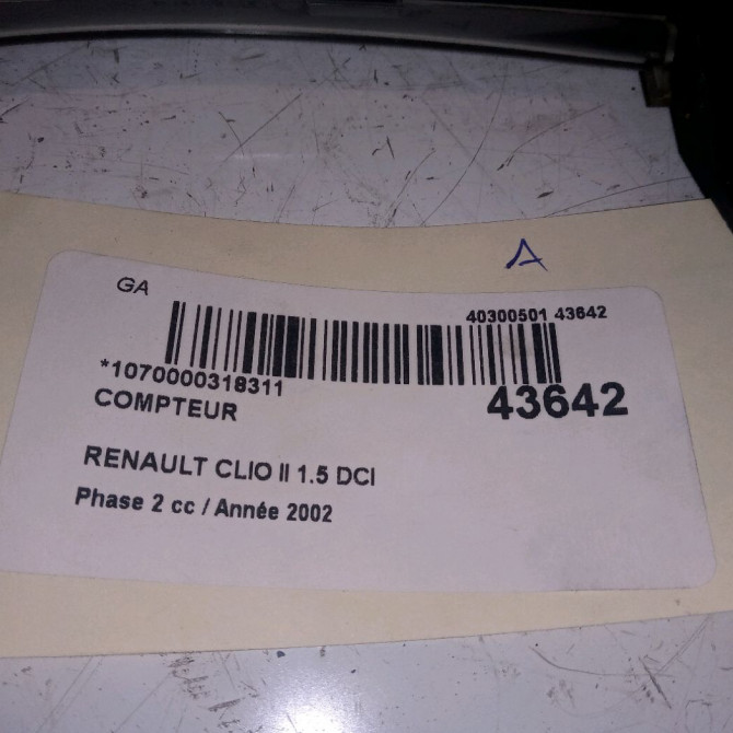 Compteur occasion RENAULT CLIO II Phase 2 06-2001->07-2006 1.5 DCI 80ch 8200261086 3