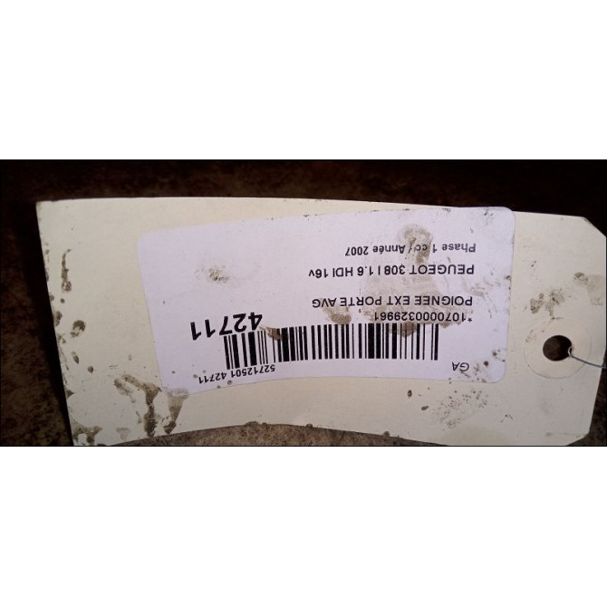 Poignee ext porte avg occasion PEUGEOT 308 I Phase 1 09-2007->03-2011 1.6 HDI 16v 110ch 9101GF 2