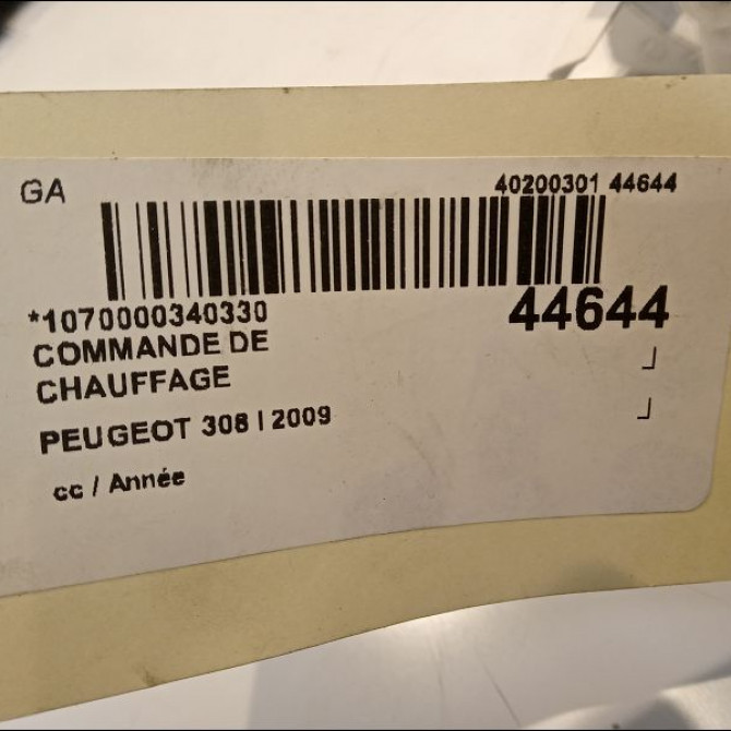 Commande de chauffage occasion PEUGEOT 308 I 6452G1 4