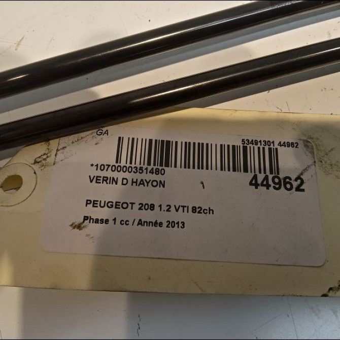 Verin droit hayon occasion PEUGEOT 208 208 Phase 1 2012-03-01->2015-09-30 1.2 VTI 82ch 1609616580 2