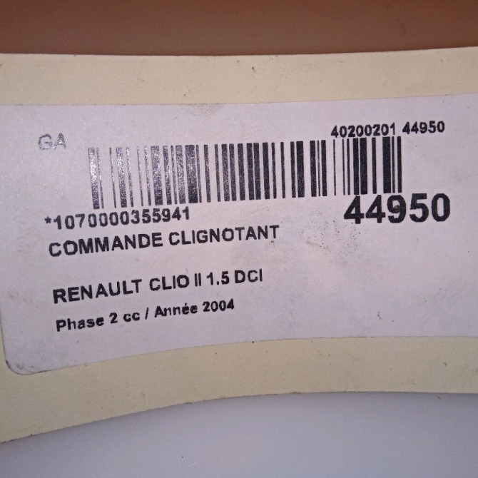 Commande clignotant occasion RENAULT CLIO II Phase 2 06-2001->07-2006 1.5 DCI 65ch 7701066570 4