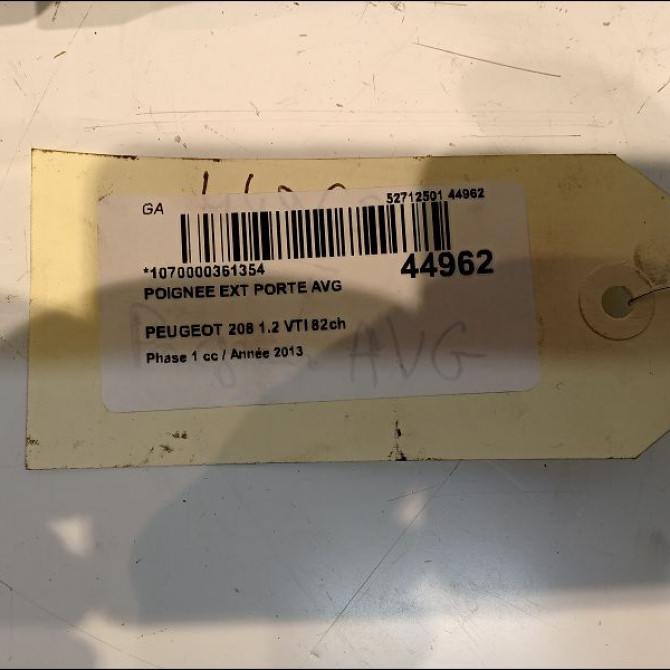 Poignee ext porte avg occasion PEUGEOT 208 208 Phase 1 2012-03-01->2015-09-30 1.2 VTI 82ch 9101GF 2