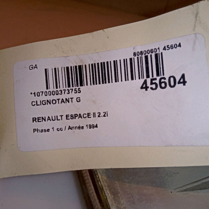 Clignotant gauche occasion RENAULT ESPACE II Phase 1 04-1991->02-1995 2.2i 110ch 5