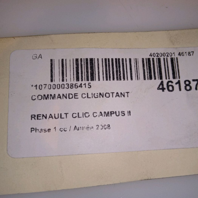 Commande clignotant occasion RENAULT CLIO CAMPUS II Phase 1 07-2006->07-2009 1.5 DCI 65ch 7701066570 5