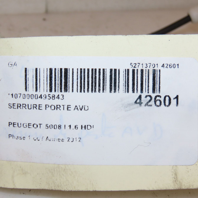 Serrure porte avd occasion PEUGEOT 5008 I Phase 1 11-2009->12-2013 1.6 HDI 112ch 9800623080 3