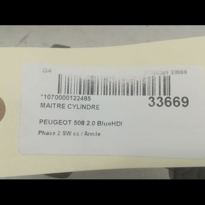 Maitre cylindre occasion PEUGEOT 508 Phase 2 SW 06-2014->... 2.0 BlueHDI 180ch 4601Y7 3