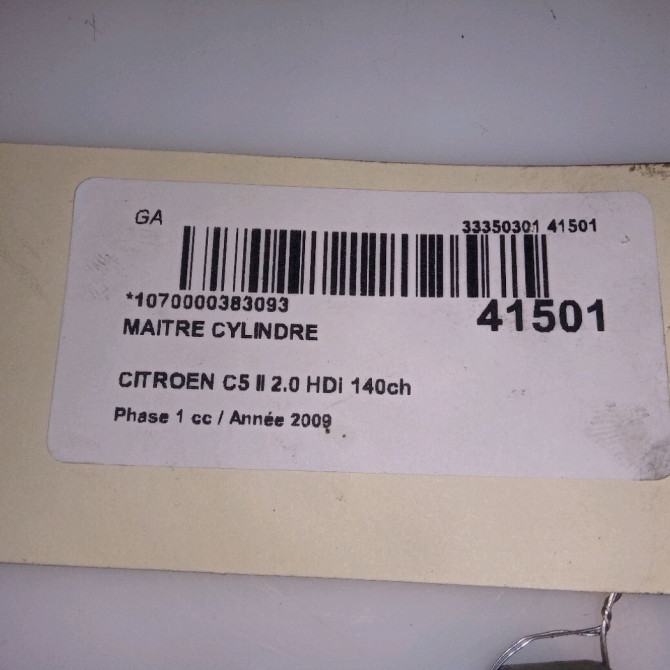 Maitre cylindre occasion CITROEN C5 II Phase 1 04-2008->... 2.0 HDi 140ch 4601Y7 7