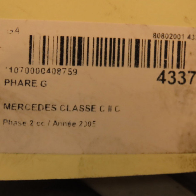 Phare gauche occasion MERCEDES CLASSE C II Phase 2 03-2004->06-2007 C 200 CDi 2038201359 4