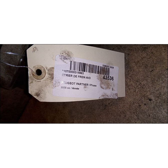 Etrier de frein avant droit occasion PEUGEOT PARTNER I Phase 2 11-2002->05-2008 1617292180 3