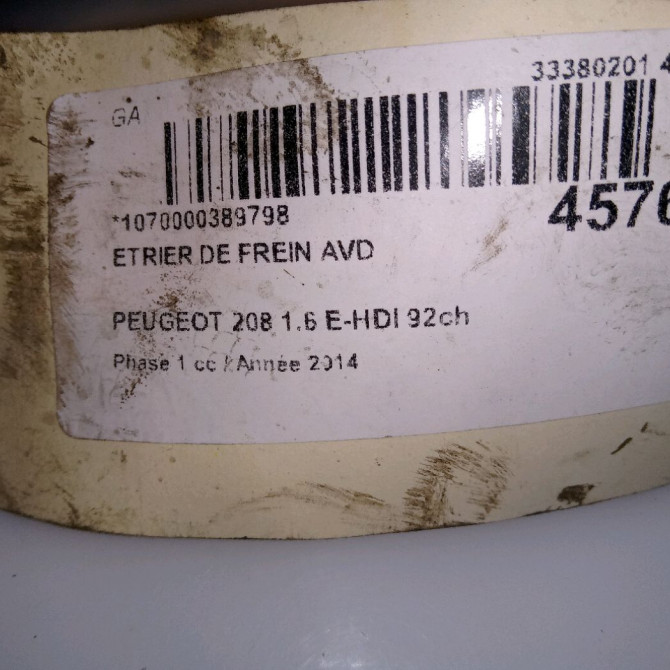 Etrier de frein avant droit occasion PEUGEOT 208 208 Phase 1 2012-03-01->2015-09-30 1.6 E-HDI 92ch 1617292180 5
