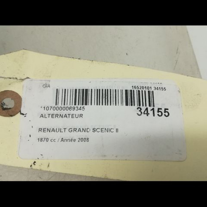 Alternateur occasion RENAULT SCENIC II Phase 2 09-2006->04-2009 1.5 DCI 105ch 8200660041 5