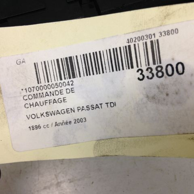 Commande de chauffage occasion VOLKSWAGEN PASSAT IV Phase 2 10-2000->03-2005 1.9 TDI 130ch 3B1907044J 4