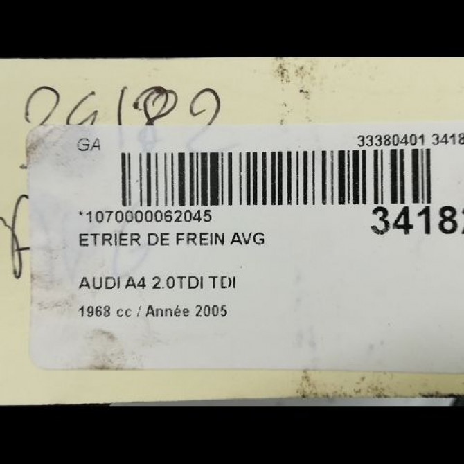 Etrier de frein avant gauche occasion AUDI A4 II Phase 2 09-2004->04-2008 2.0 TDi 140ch 8E0615123A 5