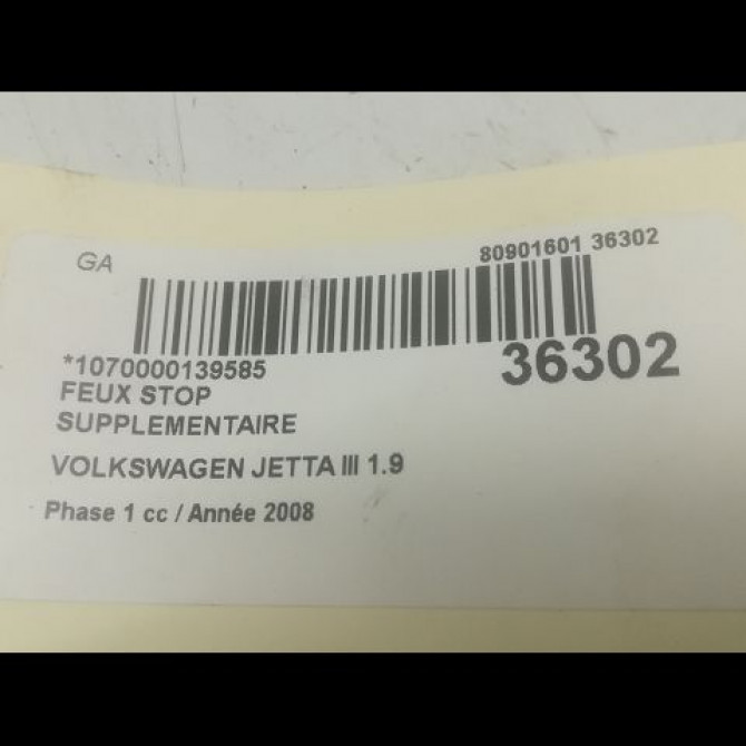 Feux stop supplementaire occasion VOLKSWAGEN JETTA III Phase 1 09-2005->12-2010 1.9 TDI 105ch 3C5945087 3
