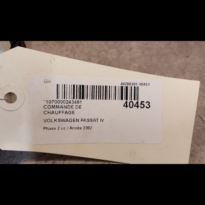 Commande de chauffage occasion VOLKSWAGEN PASSAT IV Phase 2 10-2000->03-2005 1.9 TDI 100ch 3B1907044J 3