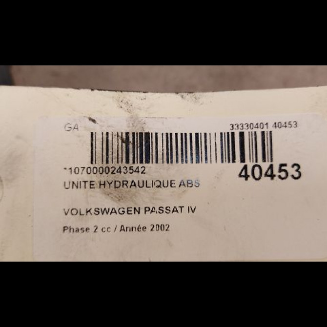 Unité hydraulique ABS occasion VOLKSWAGEN PASSAT IV Phase 2 10-2000->03-2005 1.9 TDI 100ch 4B0614517J 3