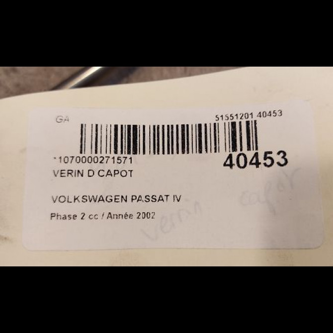 Verin d capot occasion VOLKSWAGEN PASSAT IV Phase 2 10-2000->03-2005 1.9 TDI 100ch 2