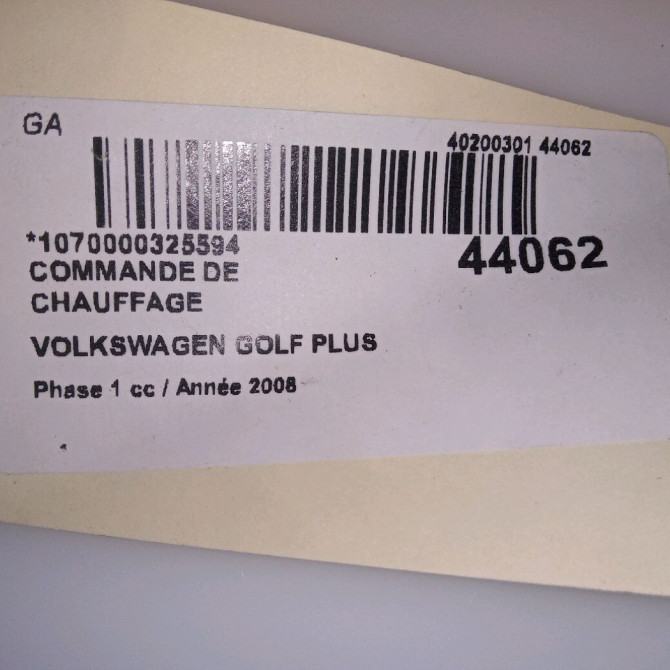Commande de chauffage occasion VOLKSWAGEN GOLF PLUS Phase 1 03-2005->03-2009 1.9 TDI 105ch 1K0907044BR 4