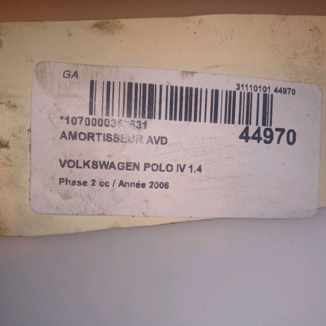 Amortisseur avant droit occasion VOLKSWAGEN POLO IV Phase 2 05-2005->09-2009 1.4 TDI 70ch 6Q0413031CE 5