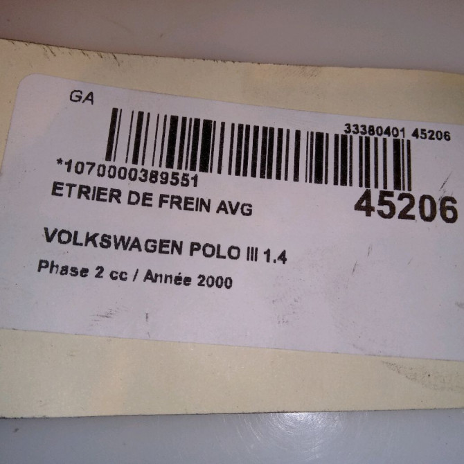 Etrier de frein avant gauche occasion VOLKSWAGEN POLO III Phase 2 11-1999->12-2001 1.4 TDI 75ch 6N0615123C 5