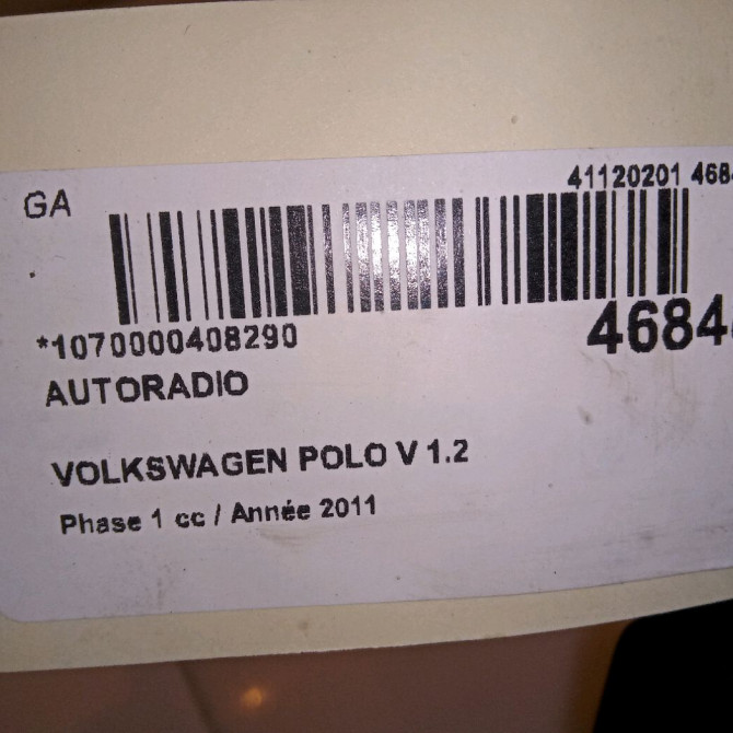 Autoradio occasion VOLKSWAGEN POLO V POLO V Phase 1 2009-09-01->2014-05-31 1.2 60ch 5M0057156D 5