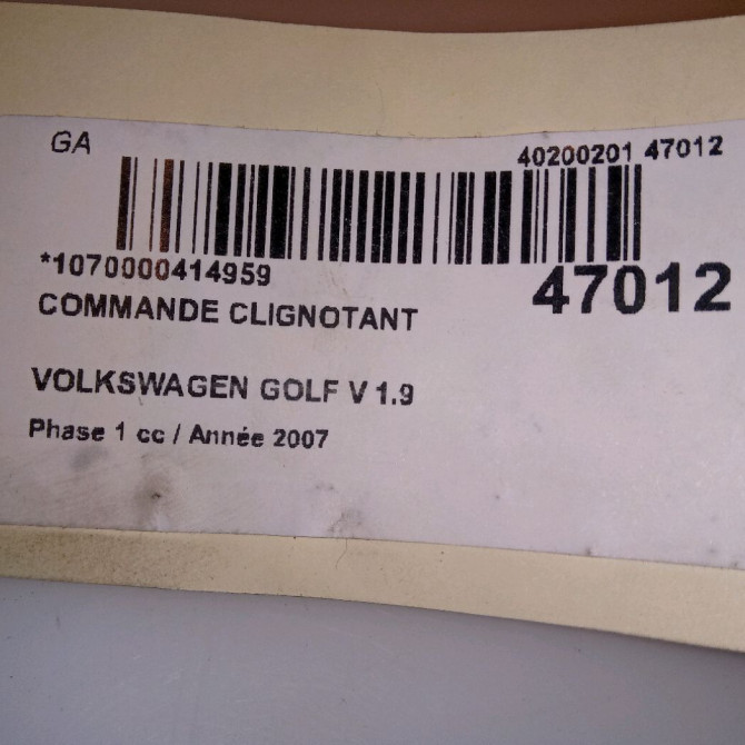 Commande clignotant occasion VOLKSWAGEN GOLF V Phase 1 11-2003->10-2008 1.9 TDI 105ch 3C8941431AXSH 5